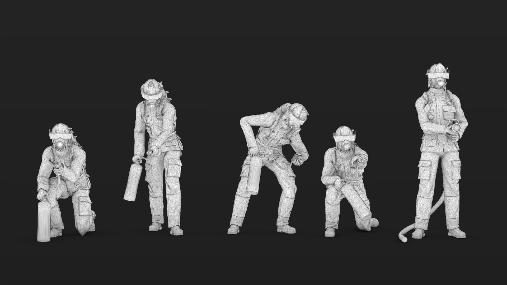 Fireman figures Set 02 3D print model_14