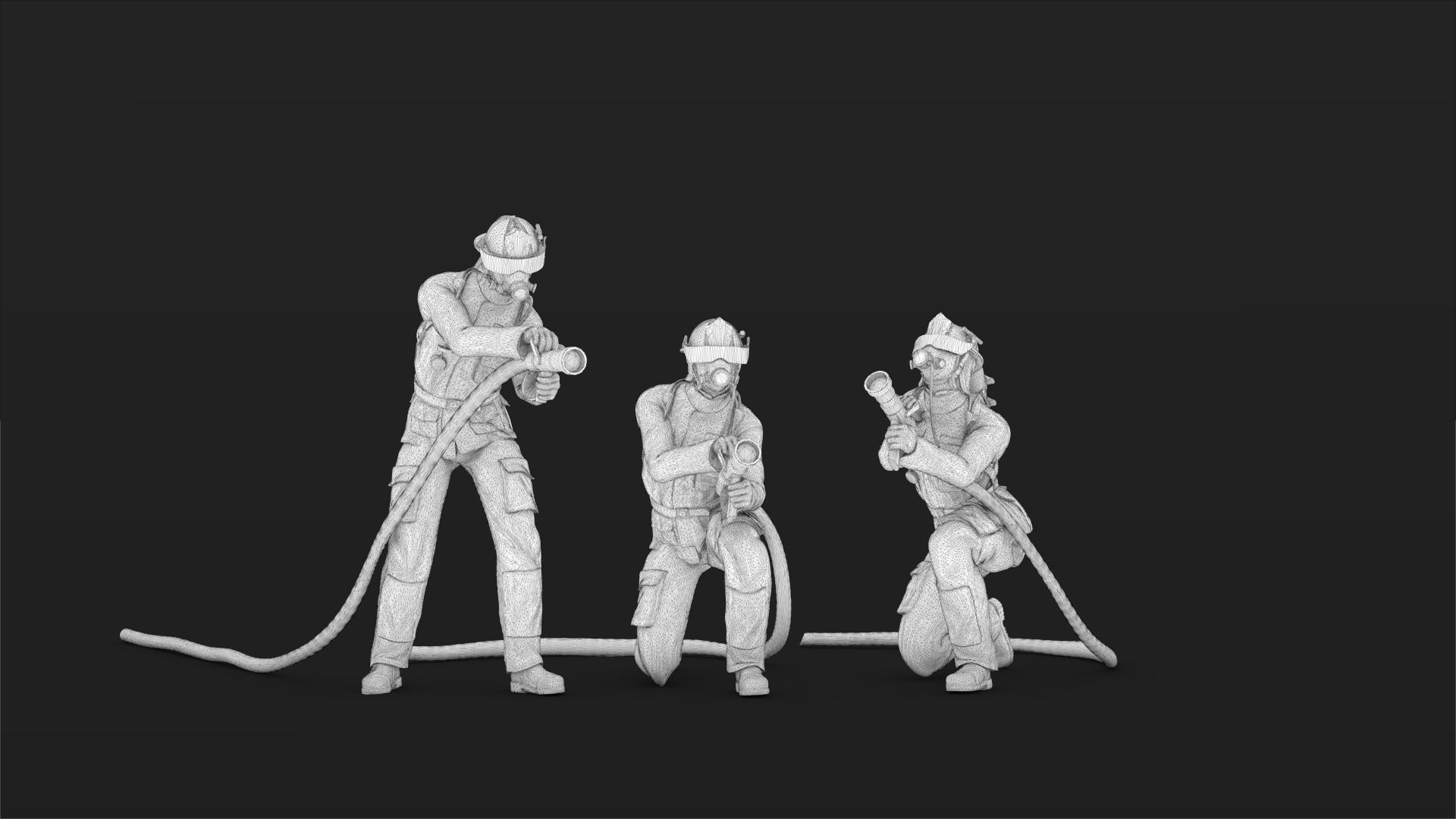 Fireman figures Set 02 3D print model_11