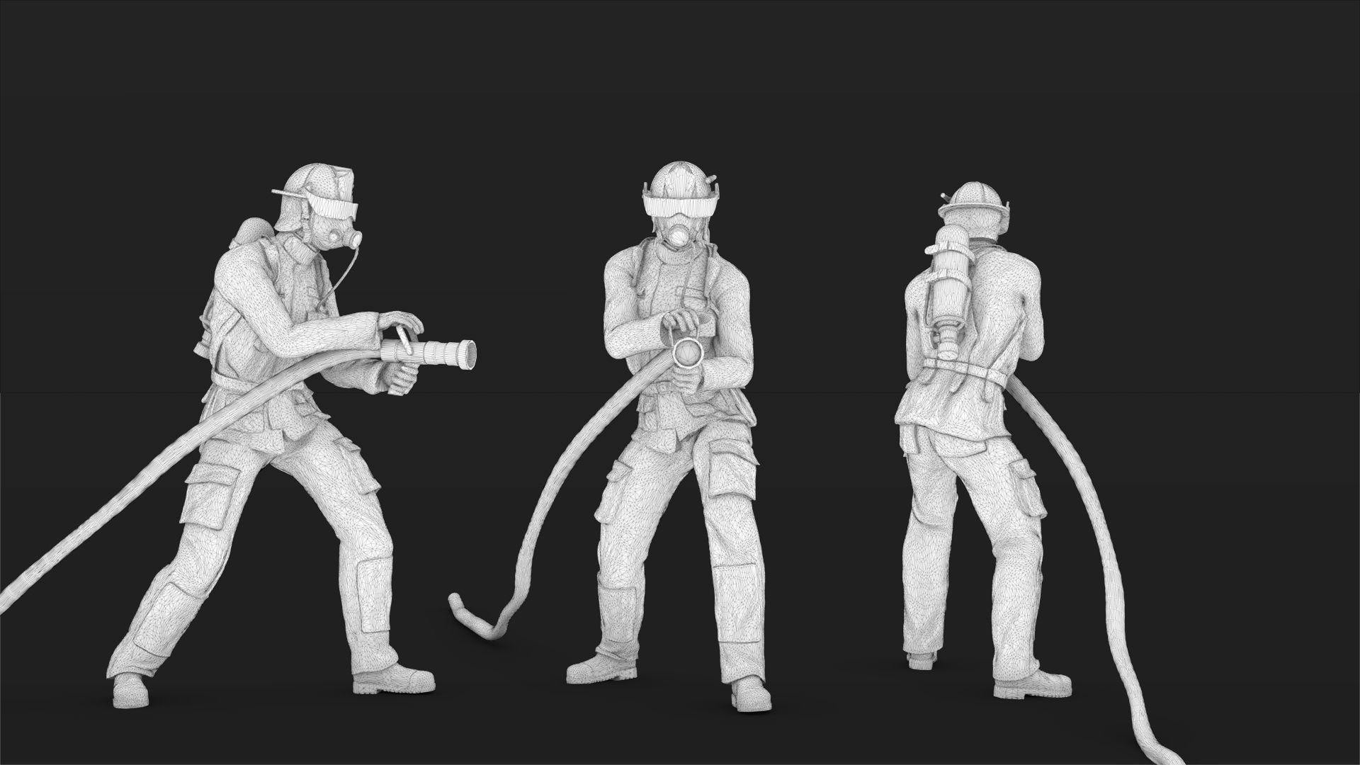 Fireman figures Set 02 3D print model_18