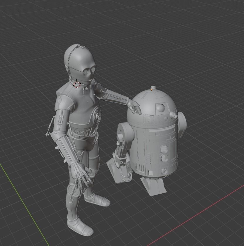 Star Wars droids C3PO and R2D2 ready to print  3D print model_3