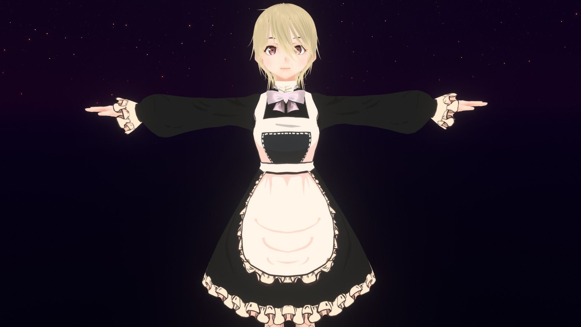 cute anime girl character - Kiko Low-poly 3D model_1