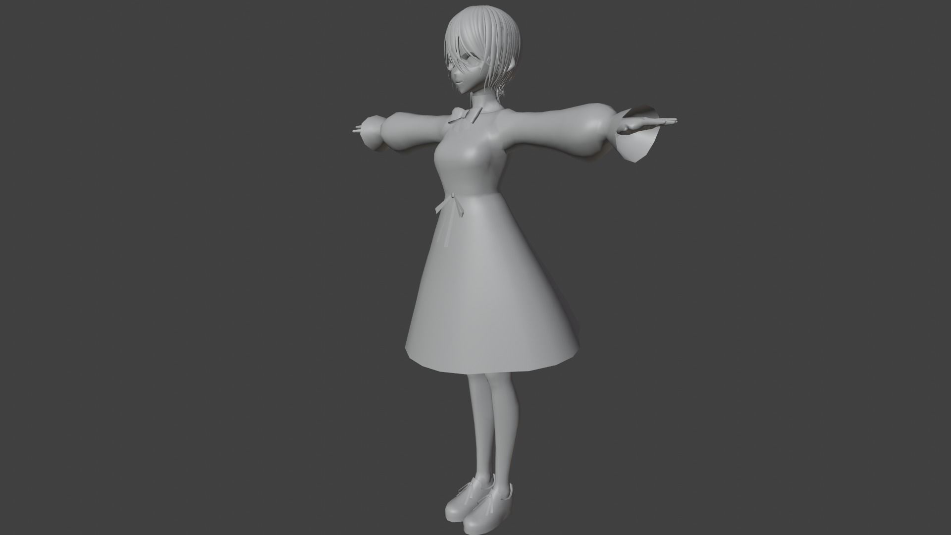 cute anime girl character - Kiko Low-poly 3D model_8