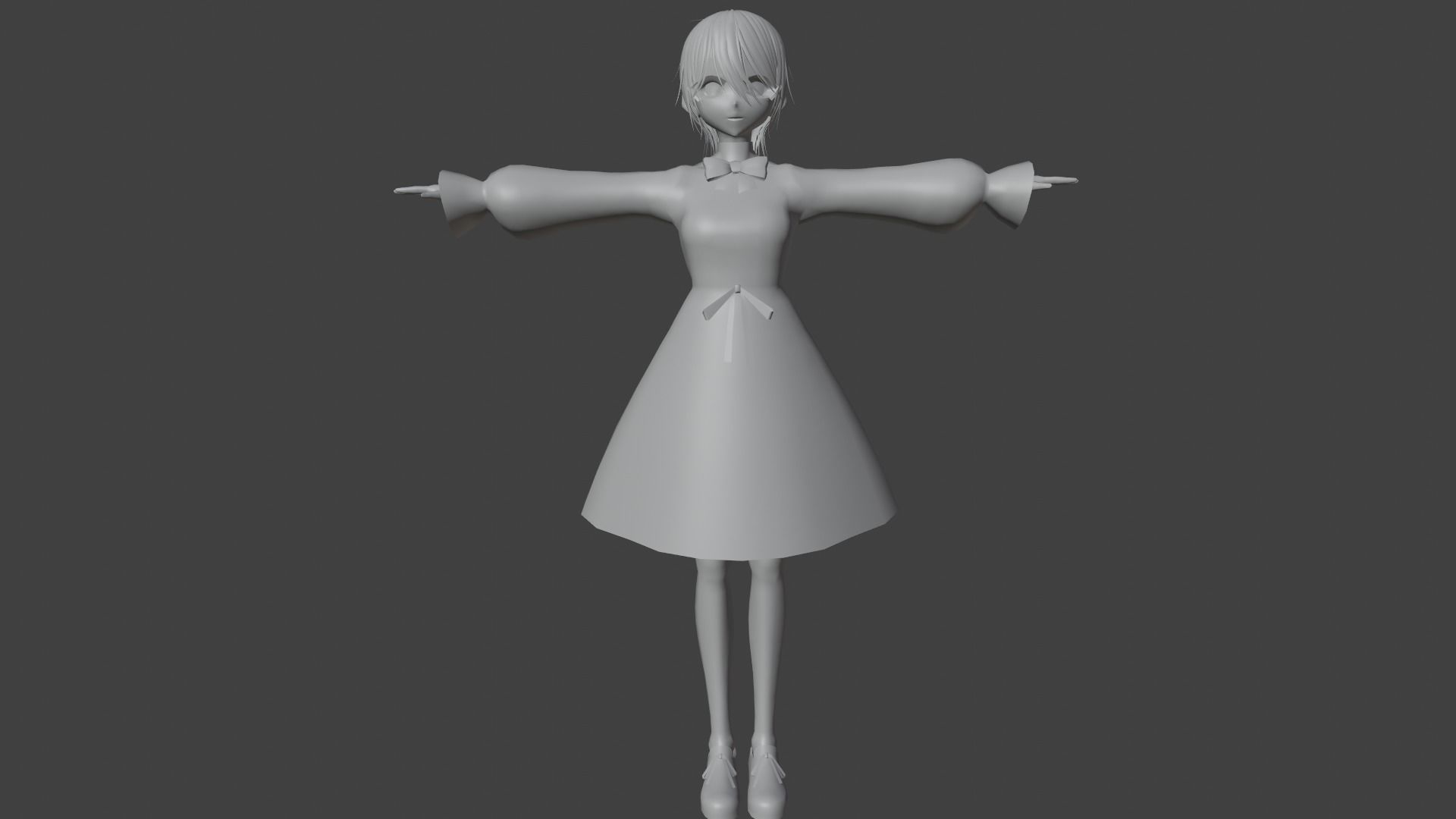 cute anime girl character - Kiko Low-poly 3D model_7