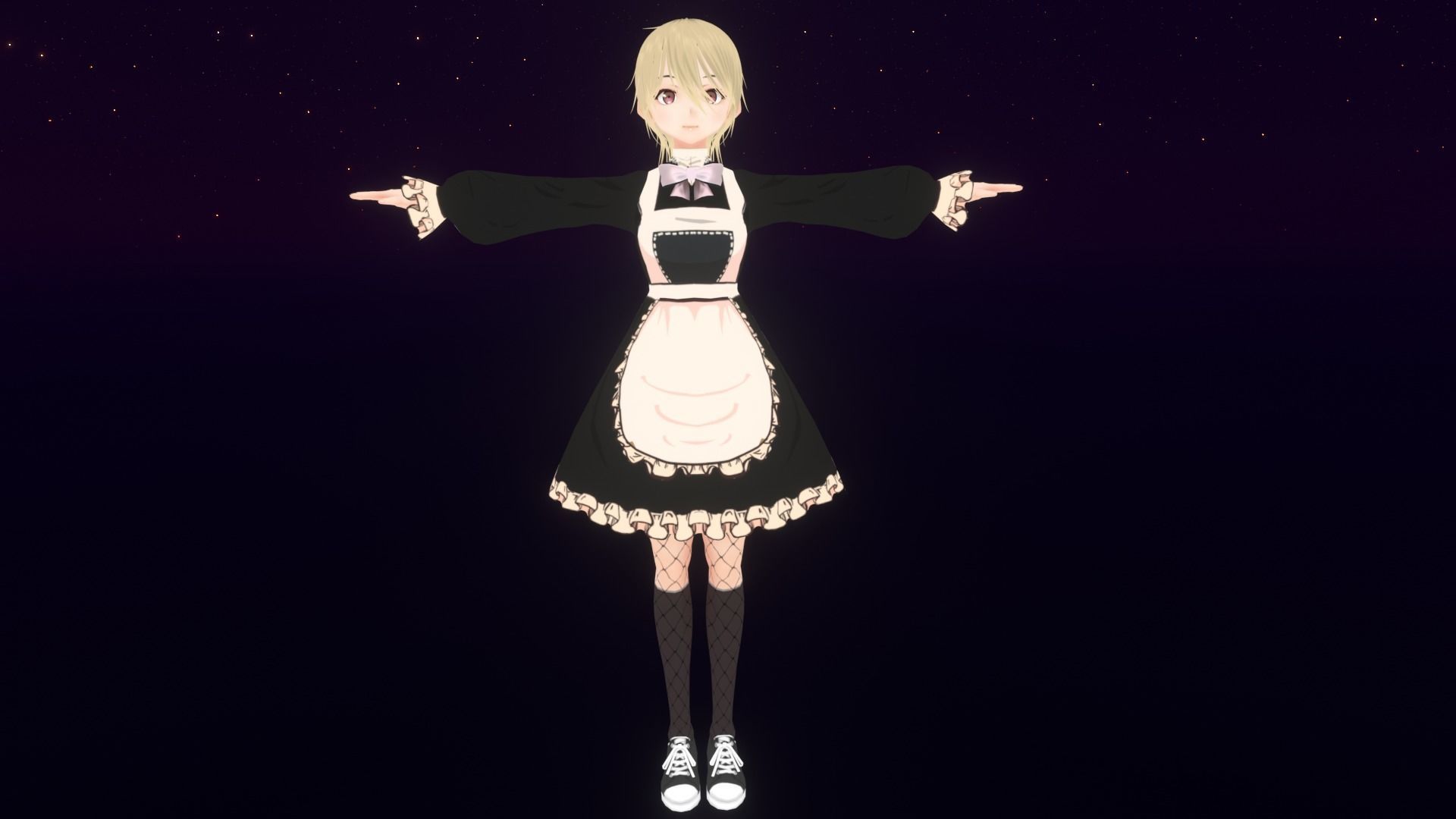 cute anime girl character - Kiko Low-poly 3D model_2