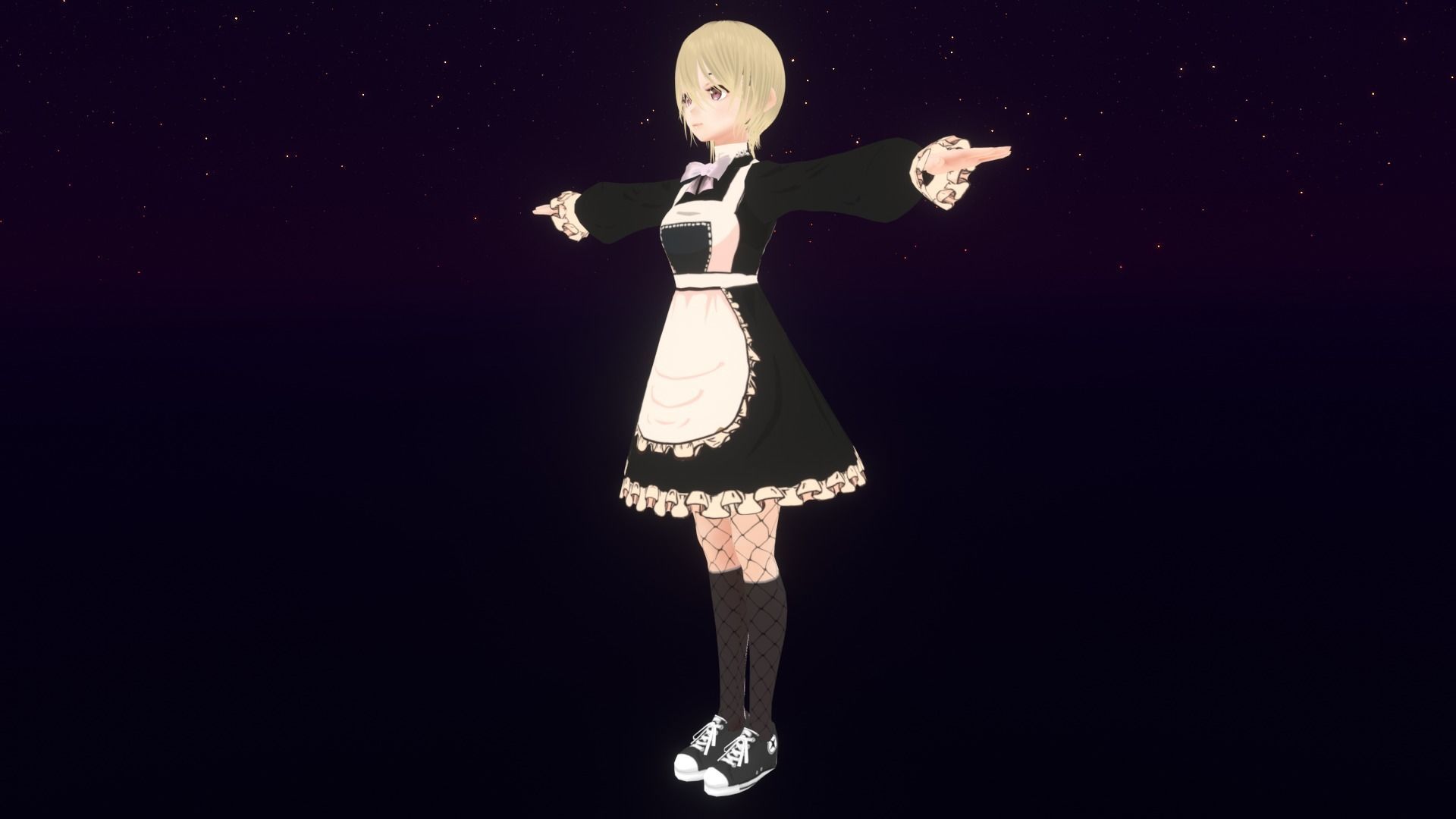 cute anime girl character - Kiko Low-poly 3D model_3