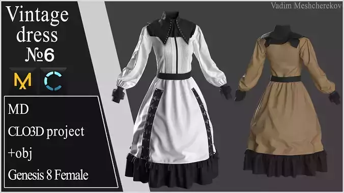 Vintage Dress 6 3D model