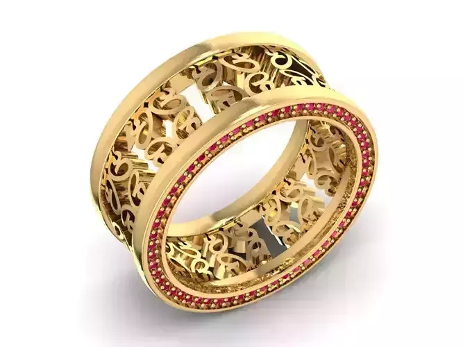 Luxury Filigree Diamond Eternity Band Ring Unisex 1592