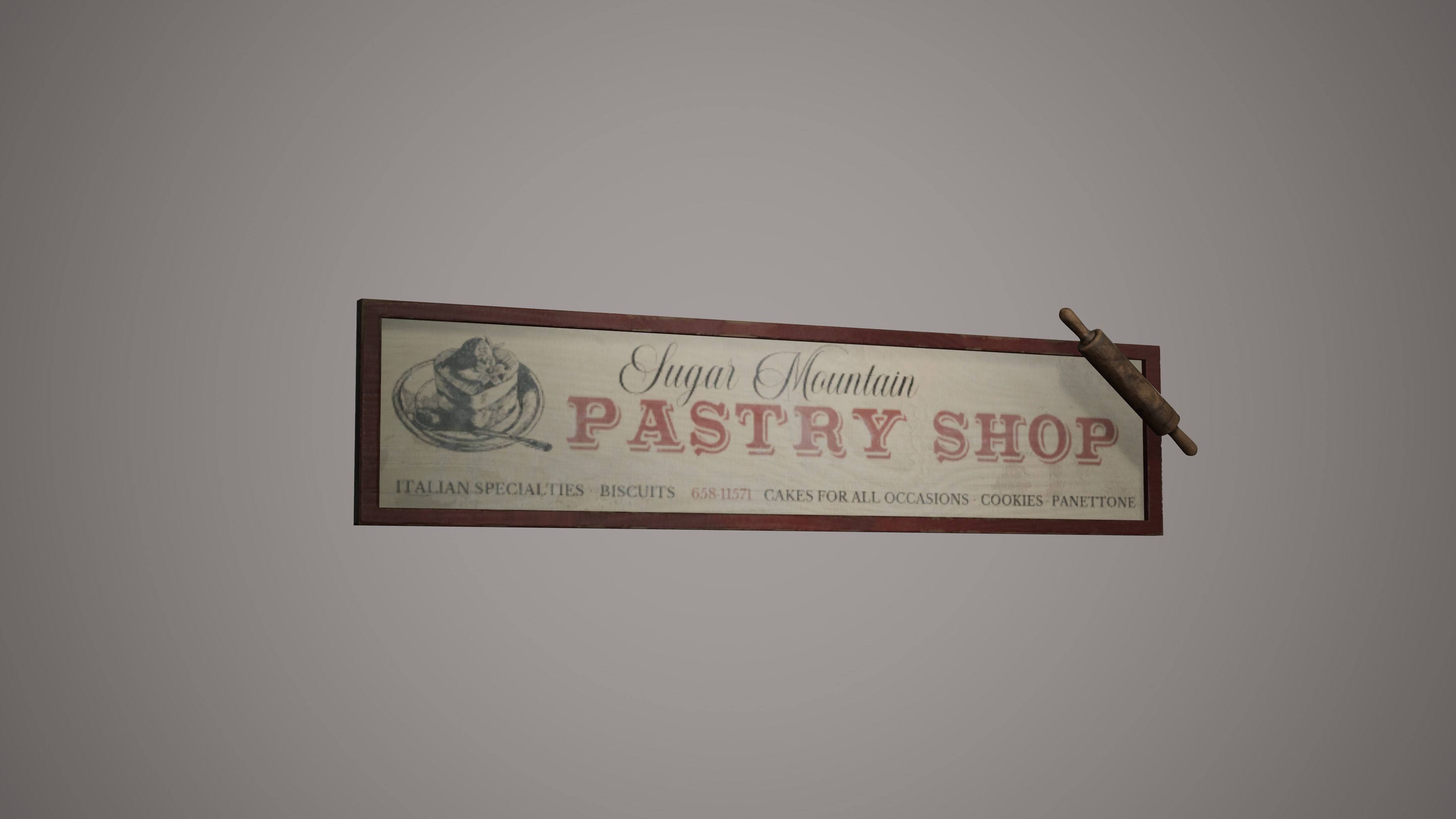 Billboard Set Low Poly Game Ready italian restaurant sign Low-poly 3D model_7