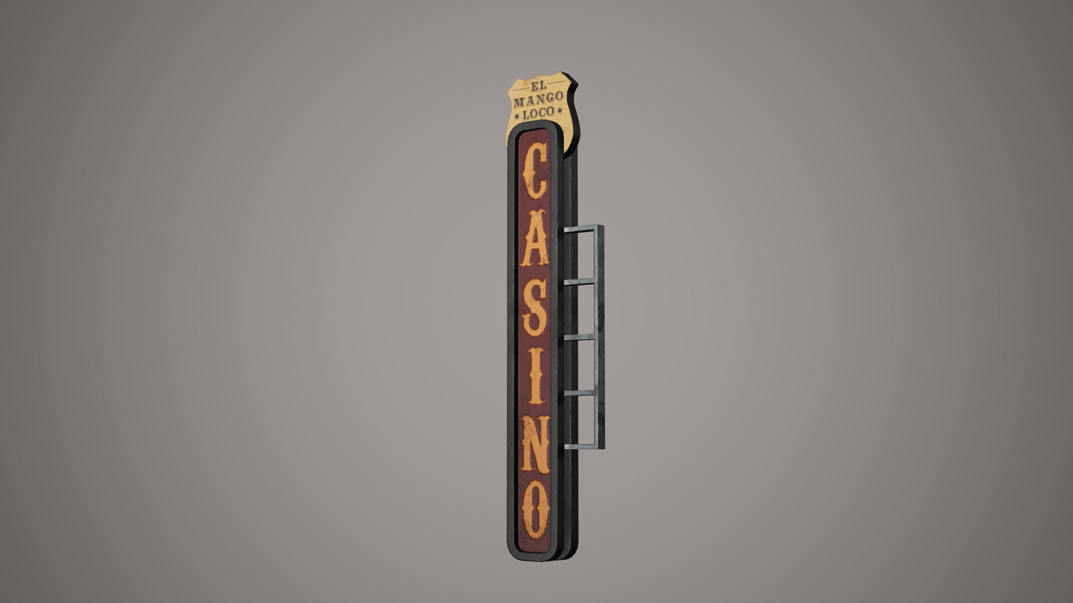 Billboard Set Low Poly Game Ready italian restaurant sign Low-poly 3D model_6