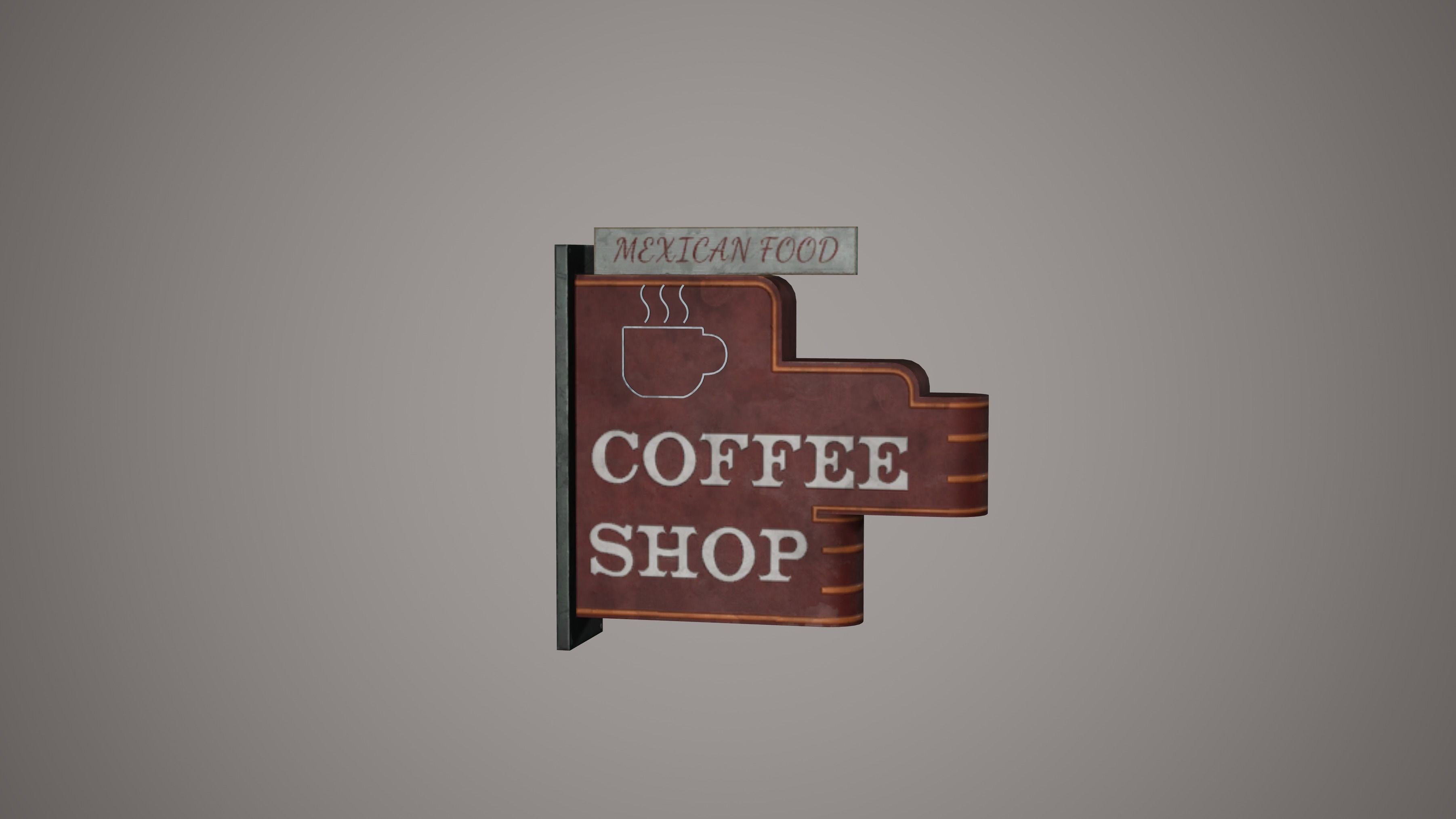 Billboard Set Low Poly Game Ready italian restaurant sign Low-poly 3D model_3