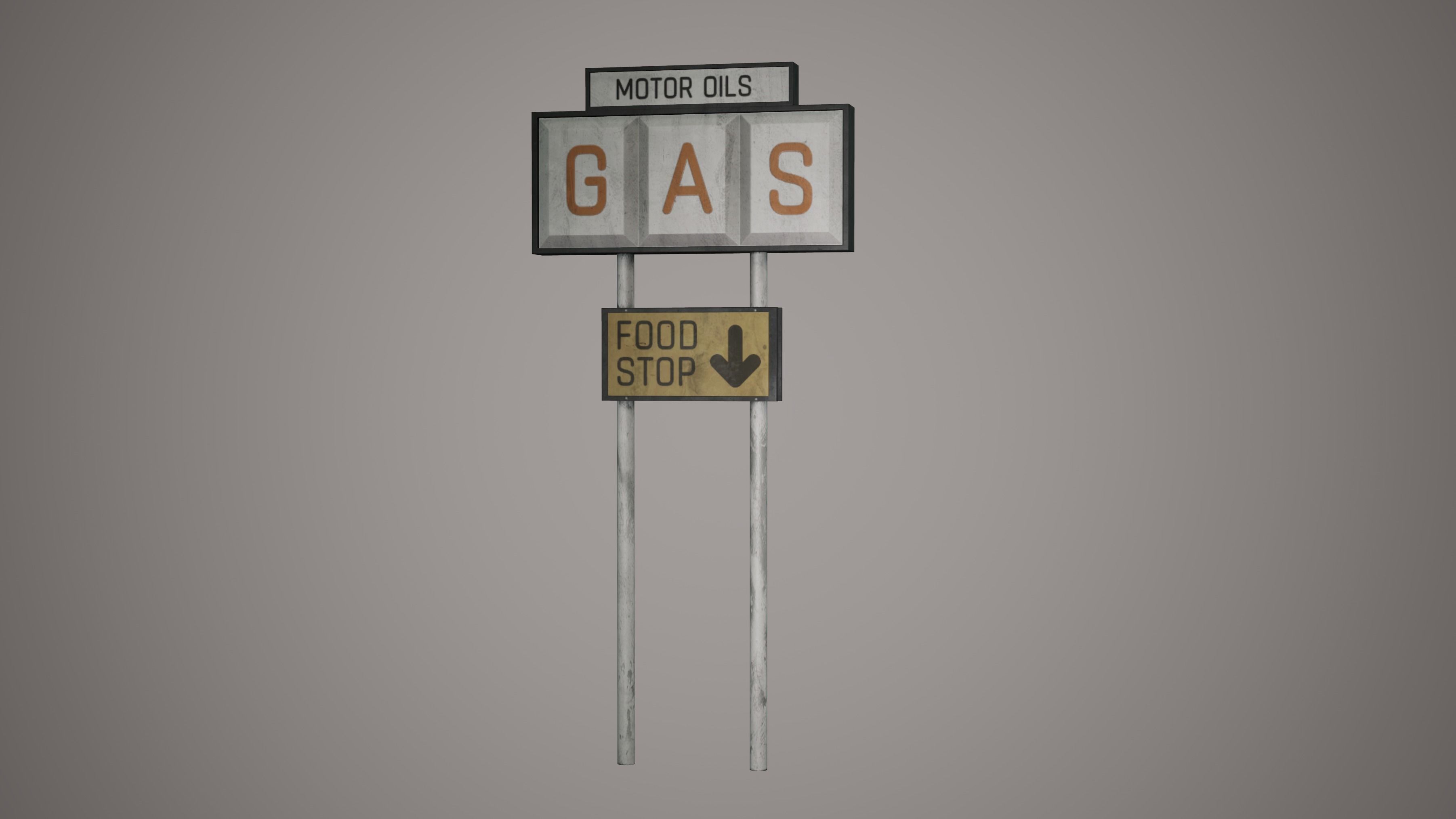 Billboard Set Low Poly Game Ready italian restaurant sign Low-poly 3D model_2