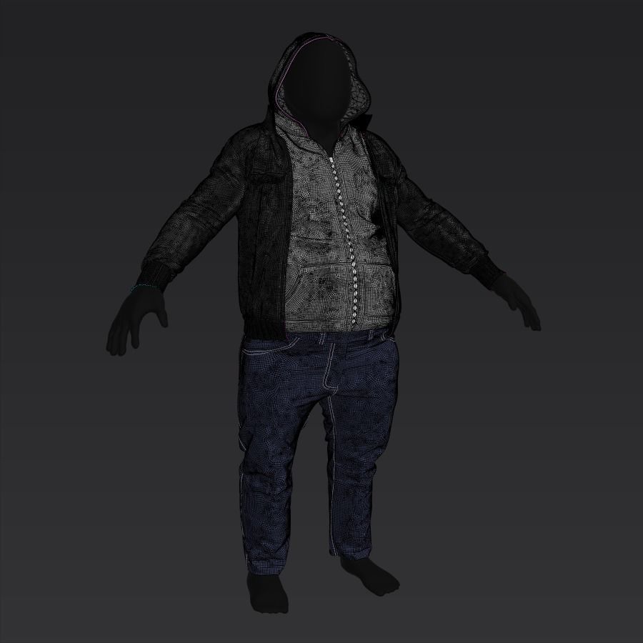 Jacket sweatshirt and pants 3D model_4
