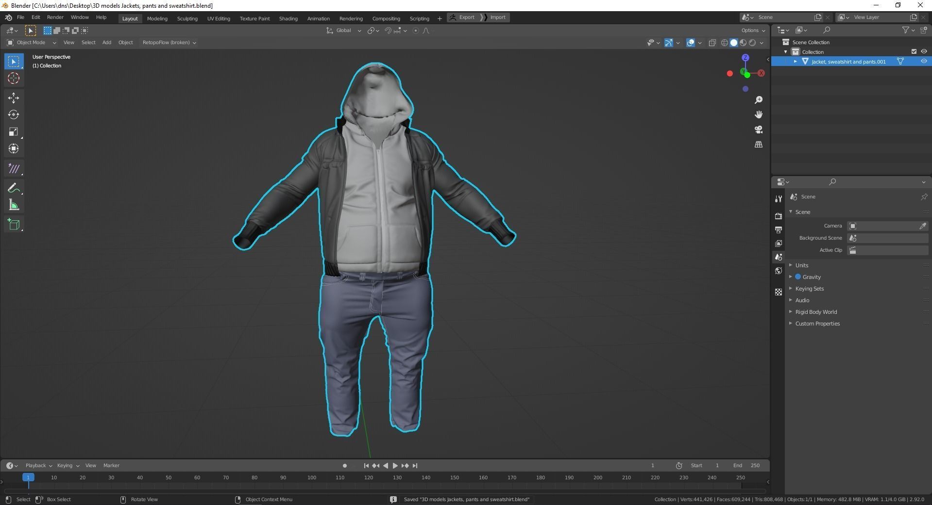 Jacket sweatshirt and pants 3D model_6