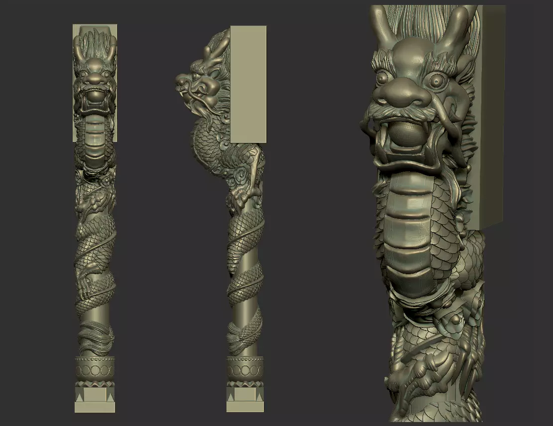 dragon pillar 3D print model_0