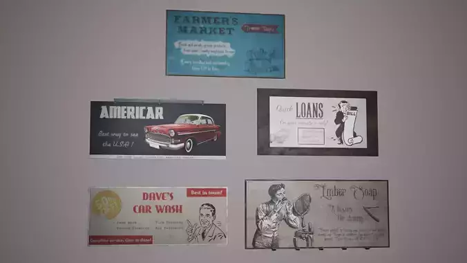 Billboard Set Low Poly Game Ready good loans framed