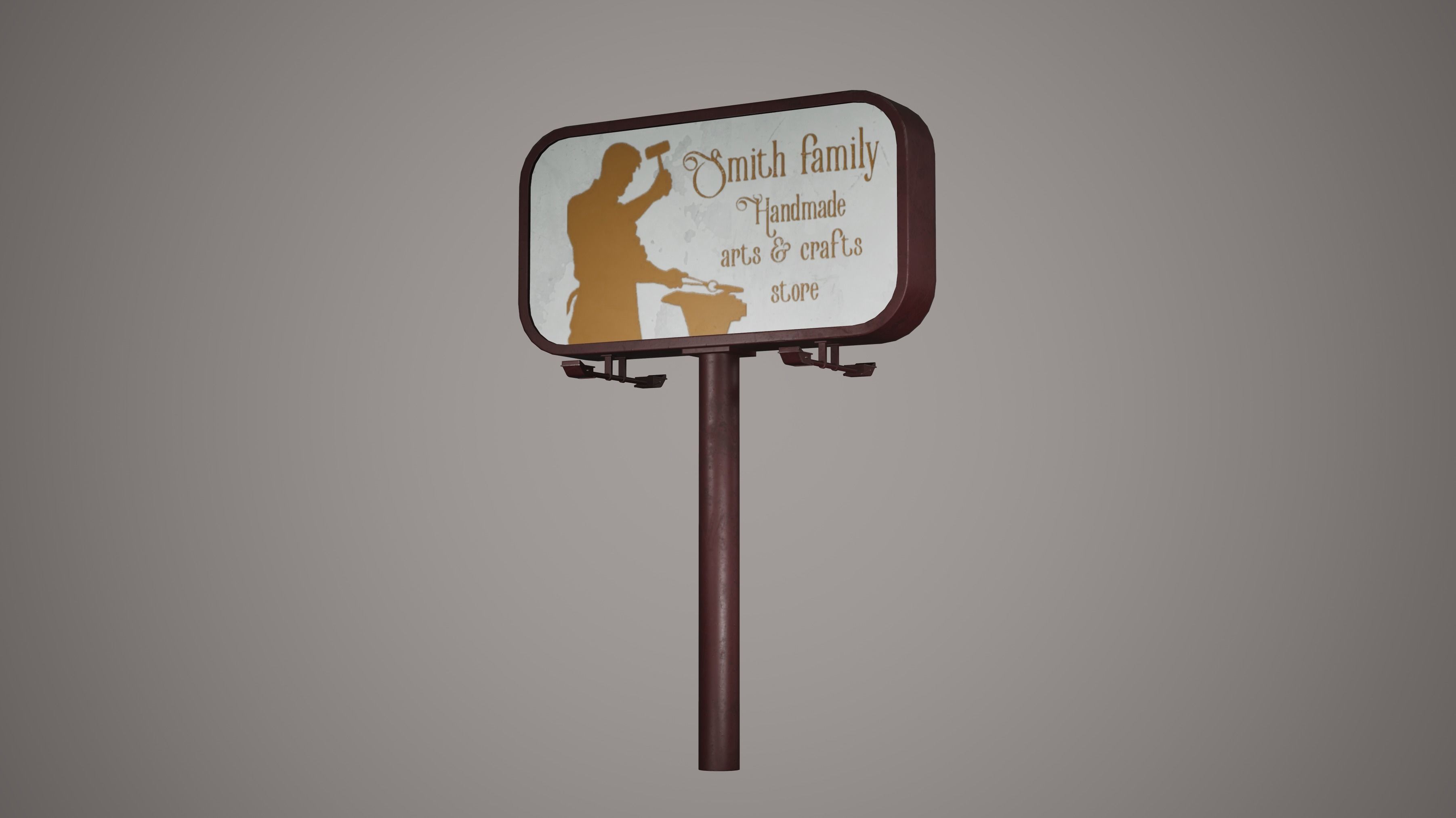 Billboard Set Low Poly Game Ready american car advertising Low-poly 3D model_6