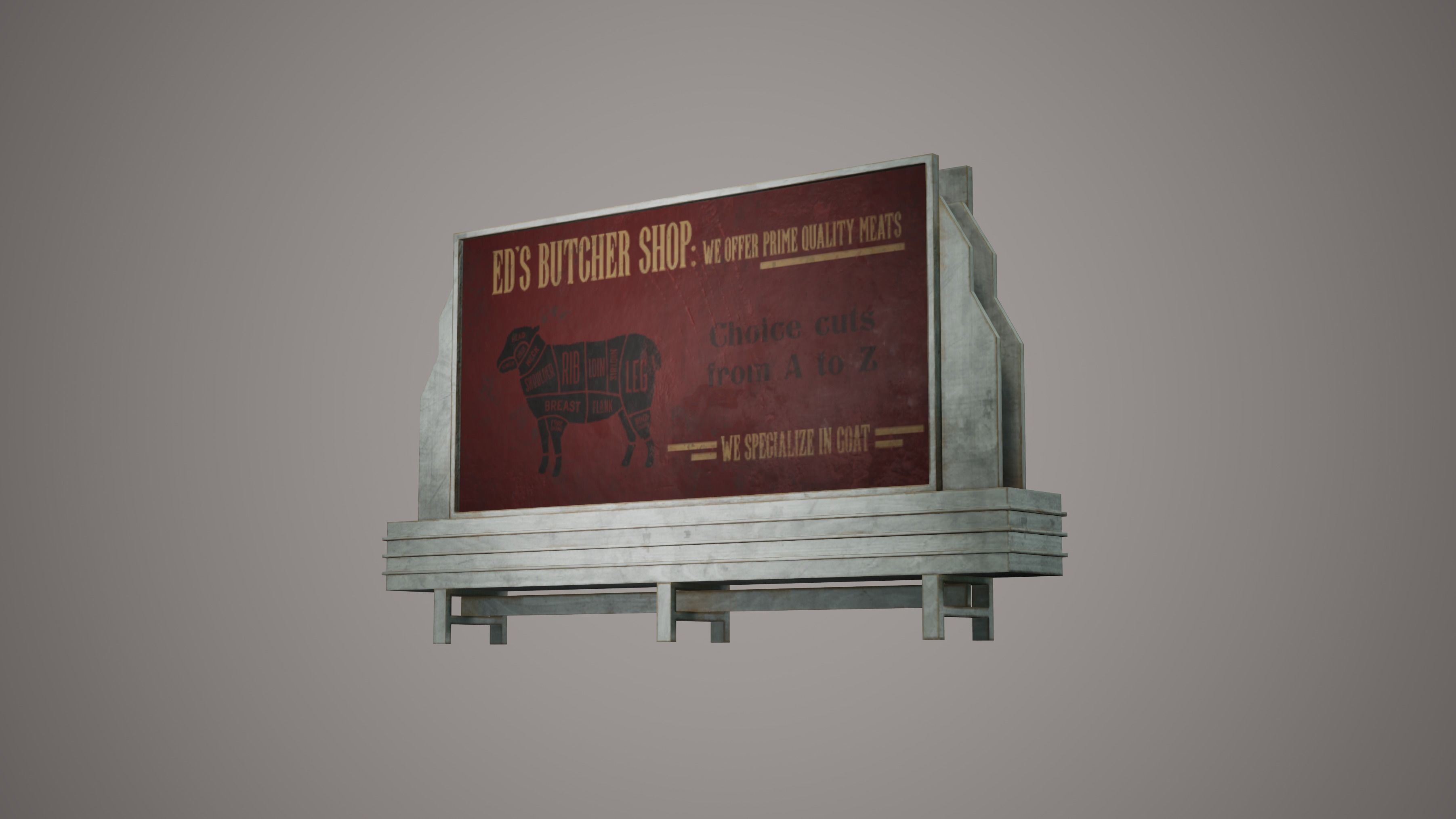 Billboard Set Low Poly Game Ready american car advertising Low-poly 3D model_5