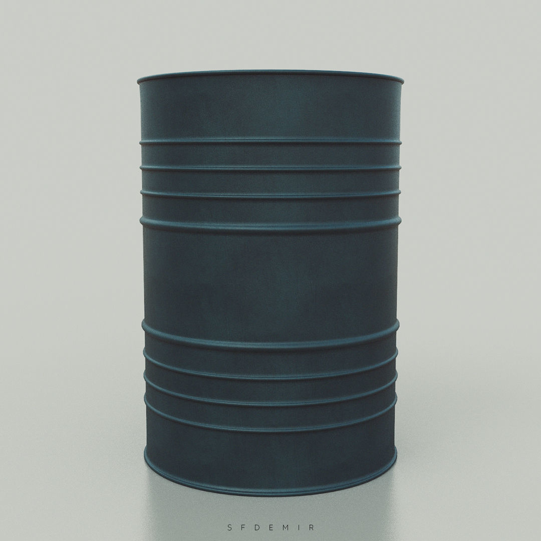 Industrial Barrel Low-poly 3D model_4