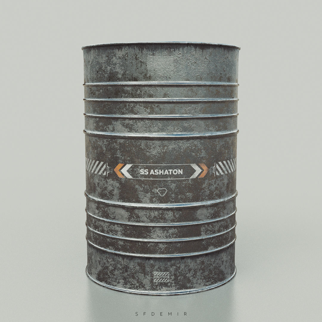 Industrial Barrel Low-poly 3D model_8