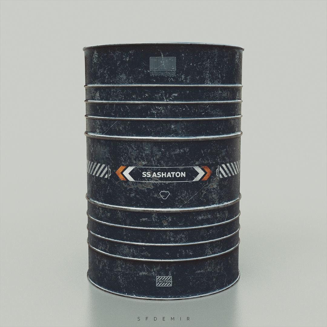 Industrial Barrel Low-poly 3D model_11