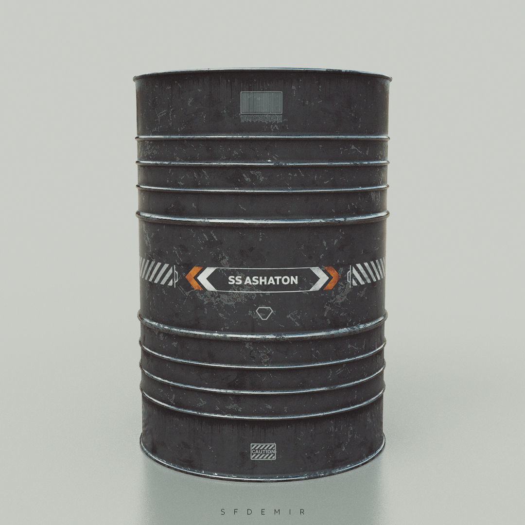 Industrial Barrel Low-poly 3D model_6