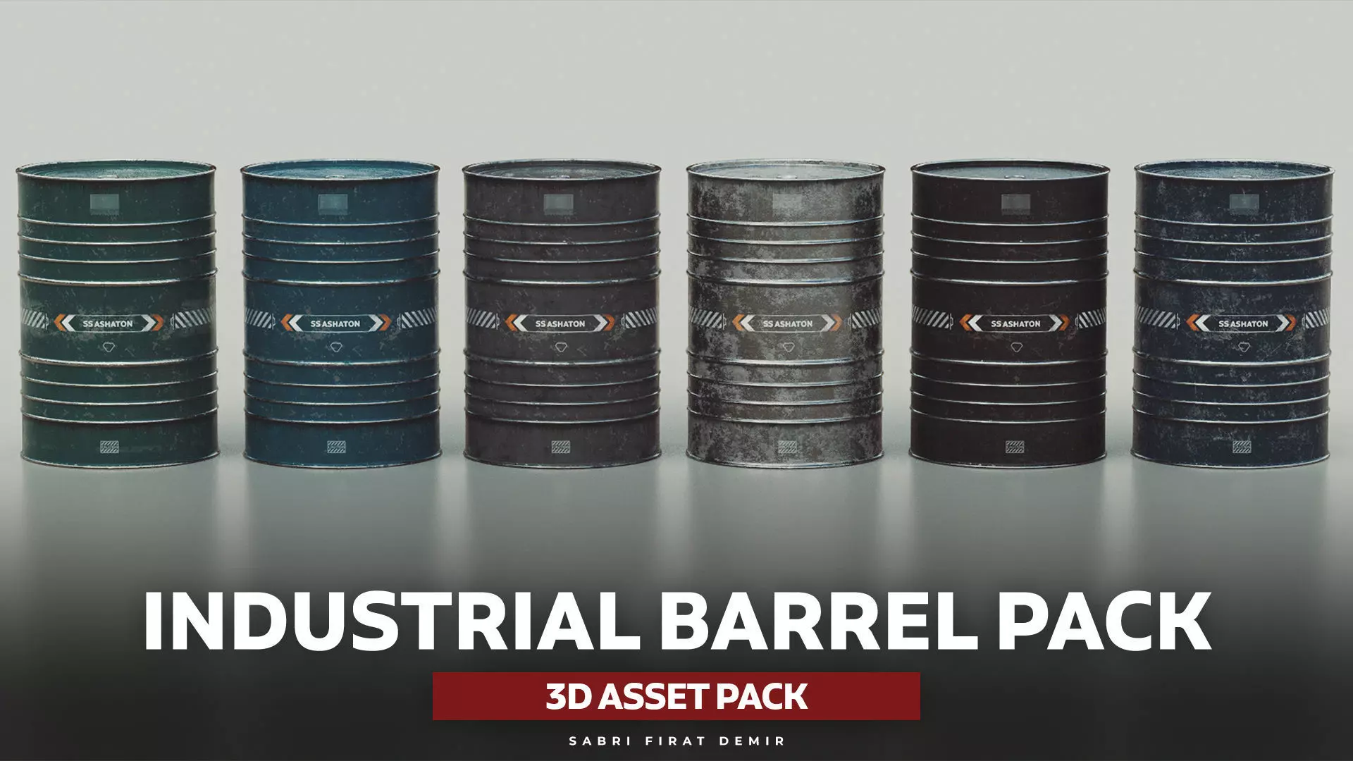 Industrial Barrel Low-poly 3D model_0