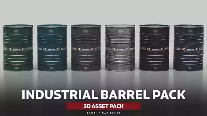 Industrial Barrel Low-poly 3D model