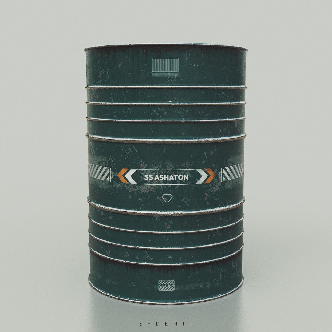 Industrial Barrel Low-poly 3D model_10
