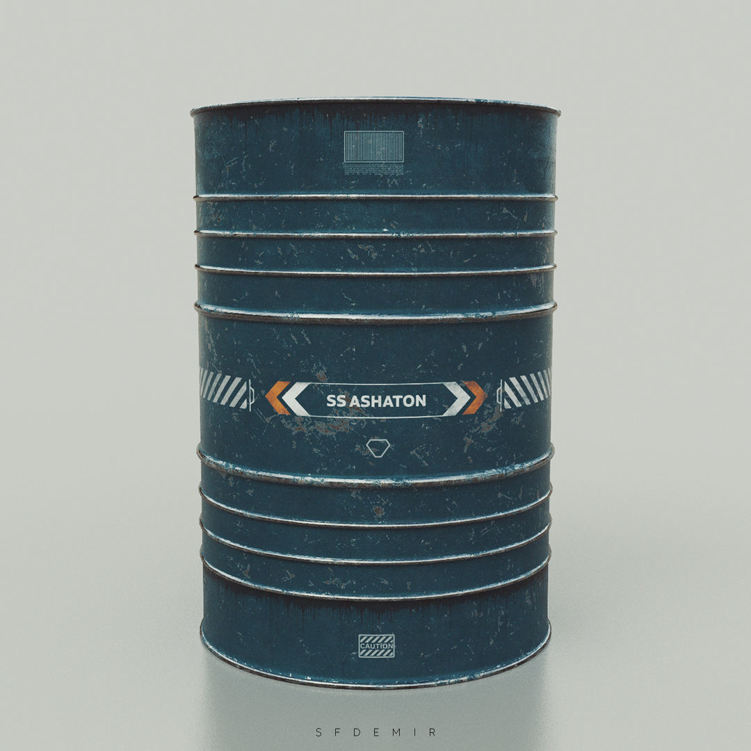 Industrial Barrel Low-poly 3D model_9