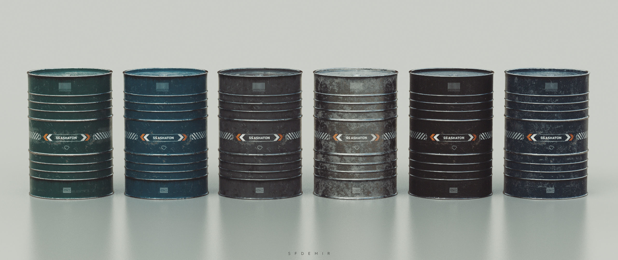 Industrial Barrel Low-poly 3D model_3