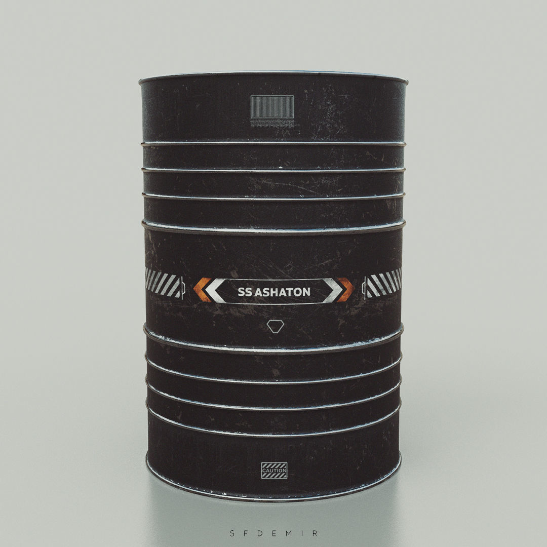 Industrial Barrel Low-poly 3D model_7