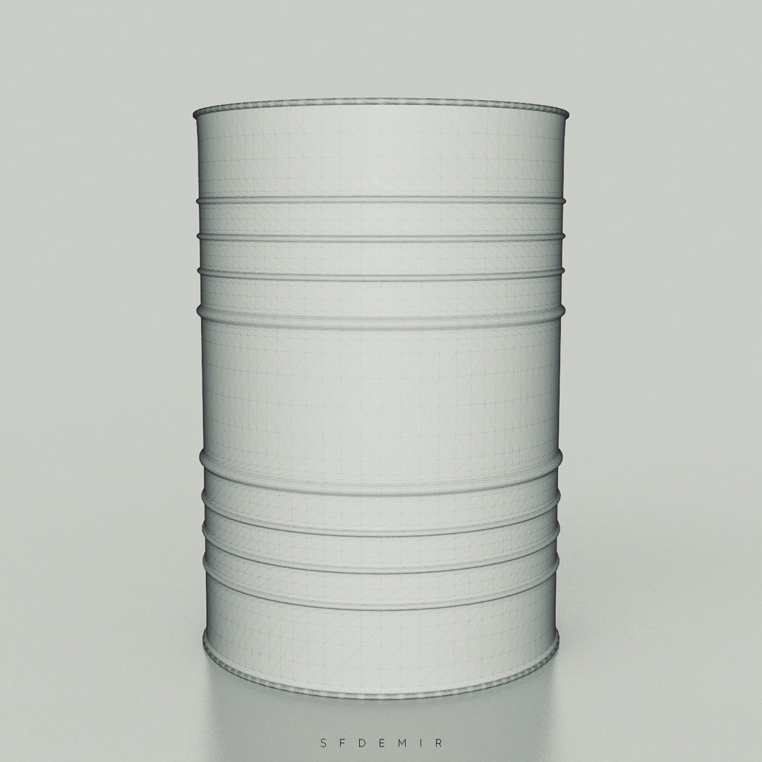 Industrial Barrel Low-poly 3D model_5