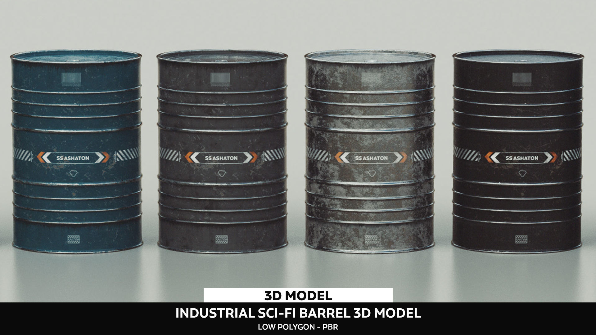 Industrial Barrel Low-poly 3D model_1