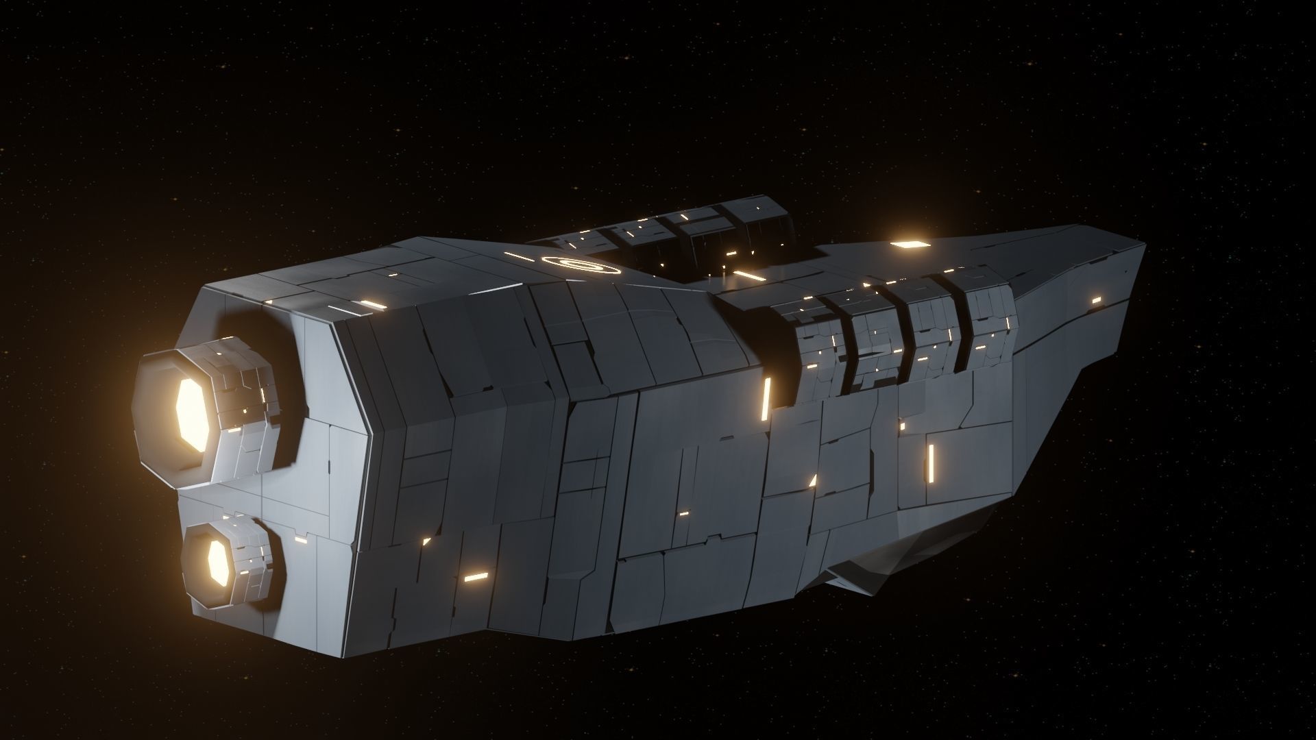 Interceptor I Spaceship Low-poly 3D model_7