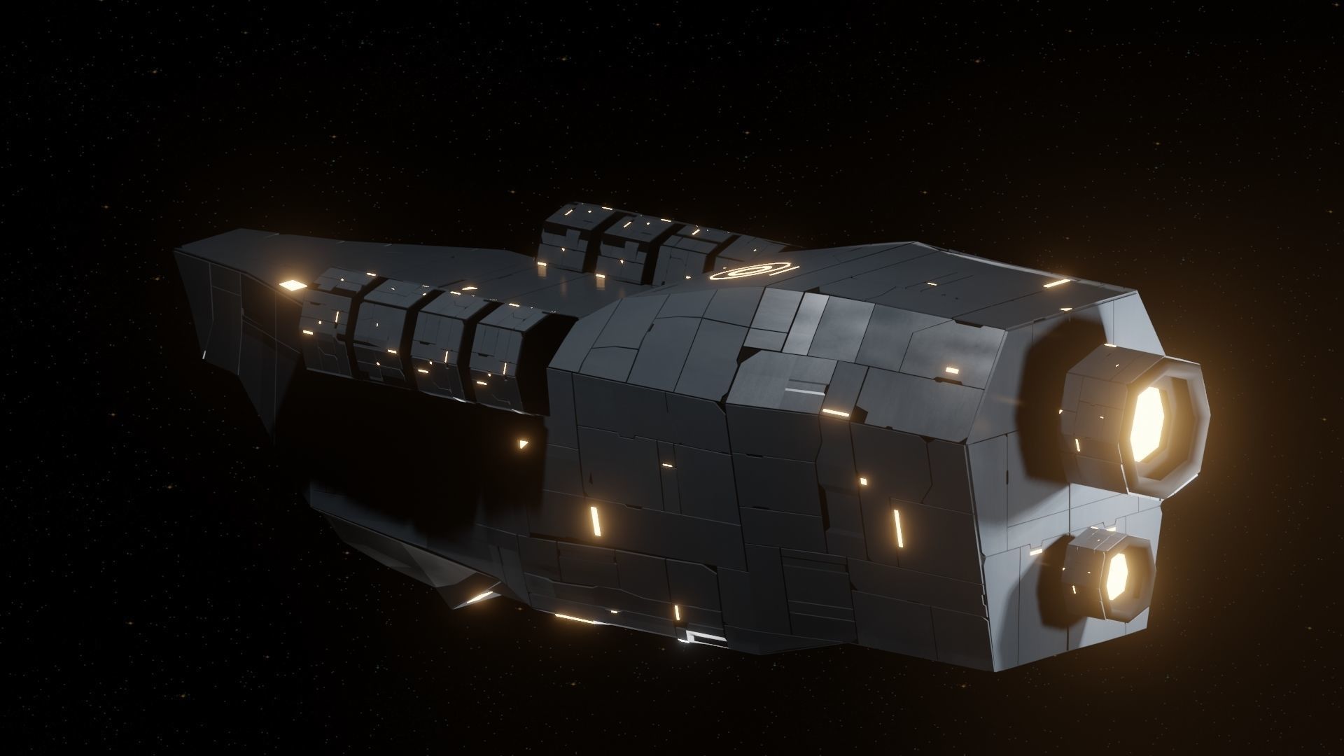 Interceptor I Spaceship Low-poly 3D model_6