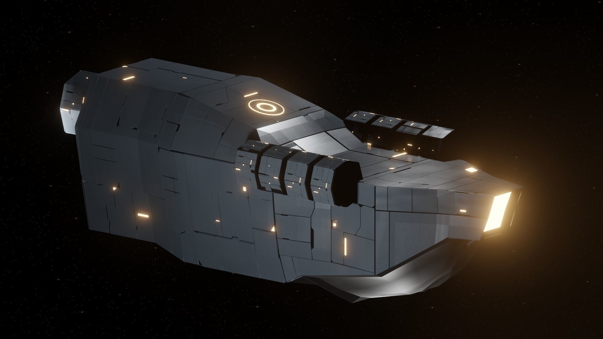 Interceptor I Spaceship Low-poly 3D model_8