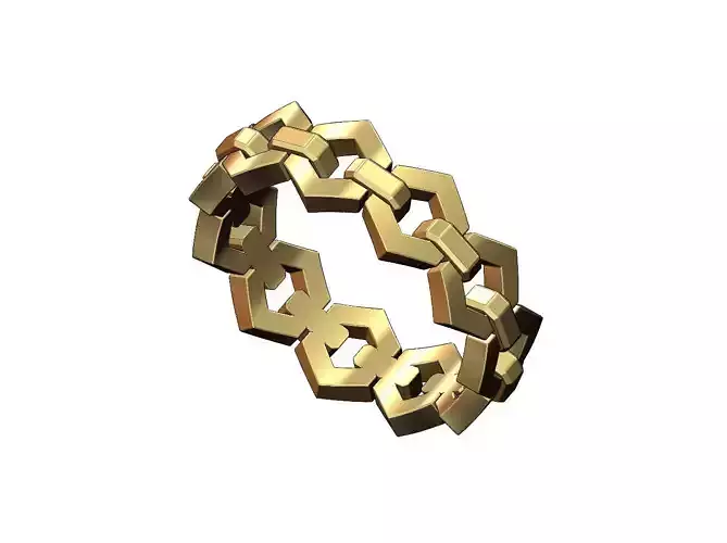 Hexagonal chain link band US sizes 6 7 8 