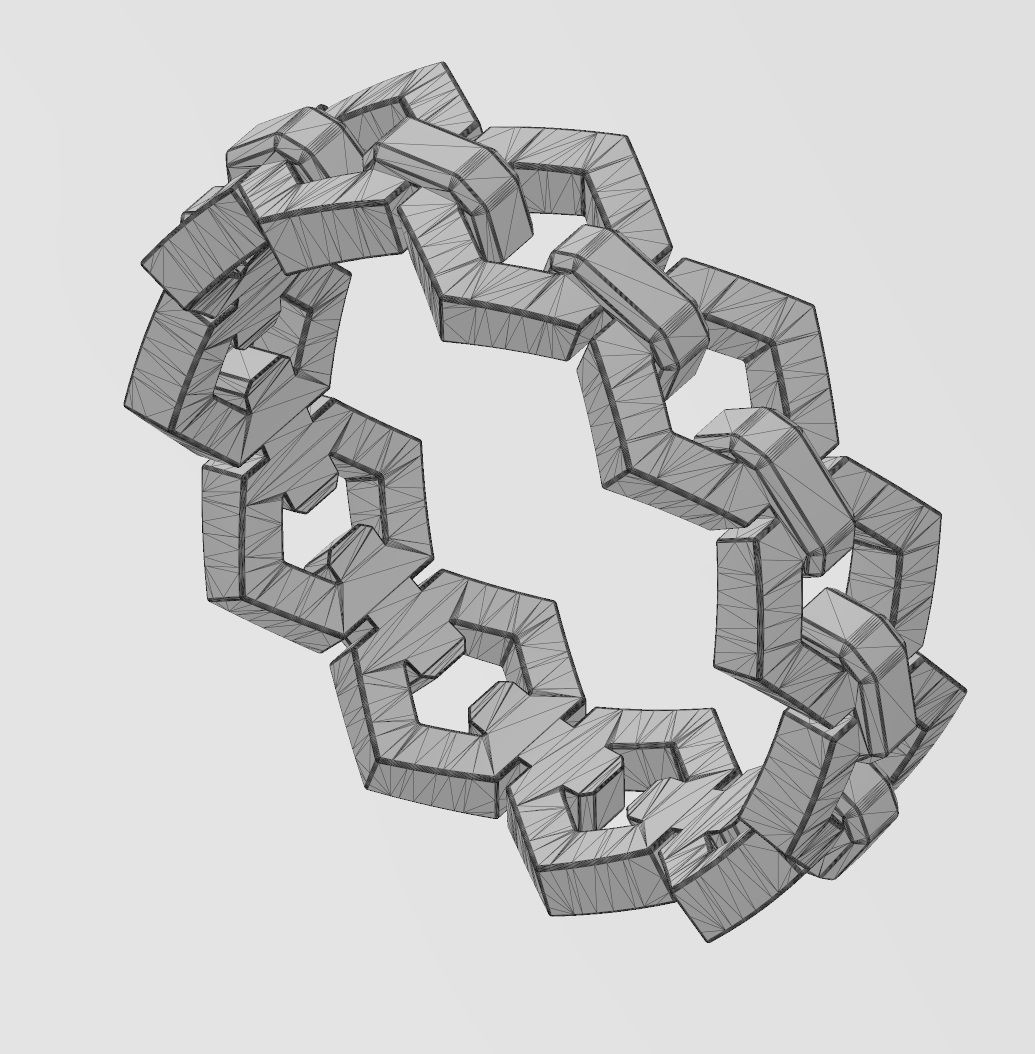 Hexagonal chain link band US sizes 6 7 8 3D model 3D printable CGTrader