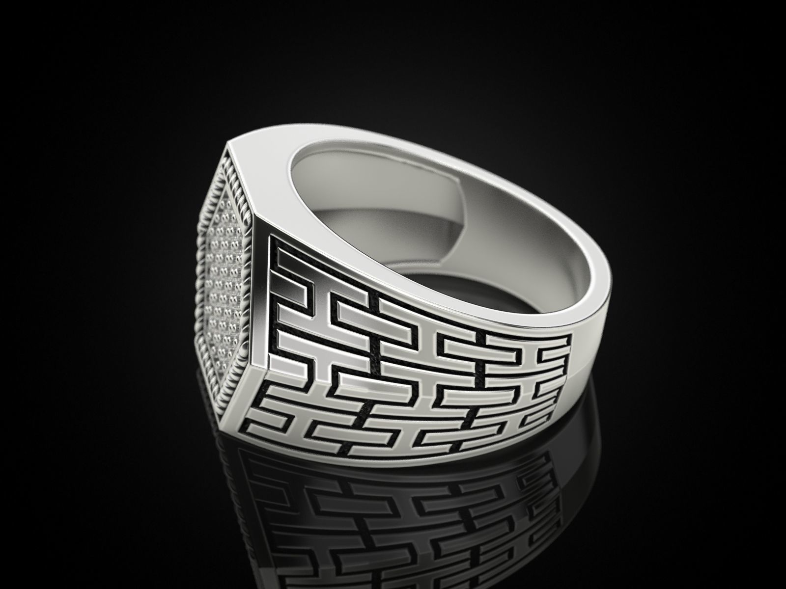 Hexagonal ring with stones 2 3D print model_4