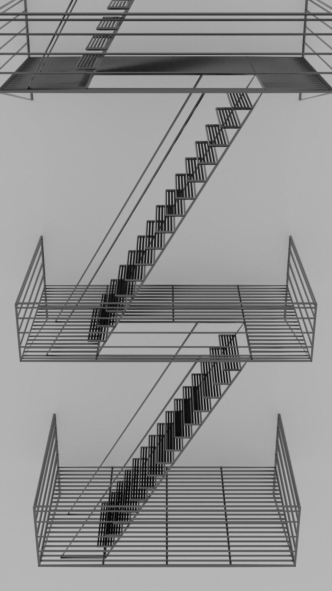 Fire Escape Staircase Free 3D model_2