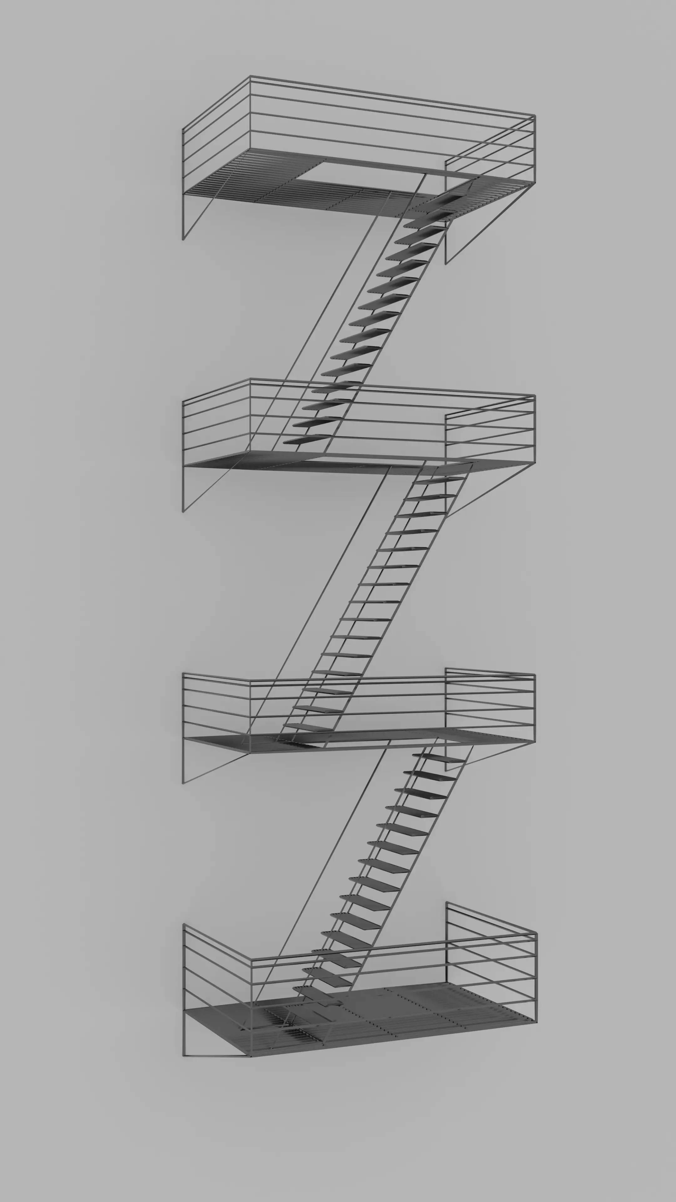 Fire Escape Staircase Free 3D model_0