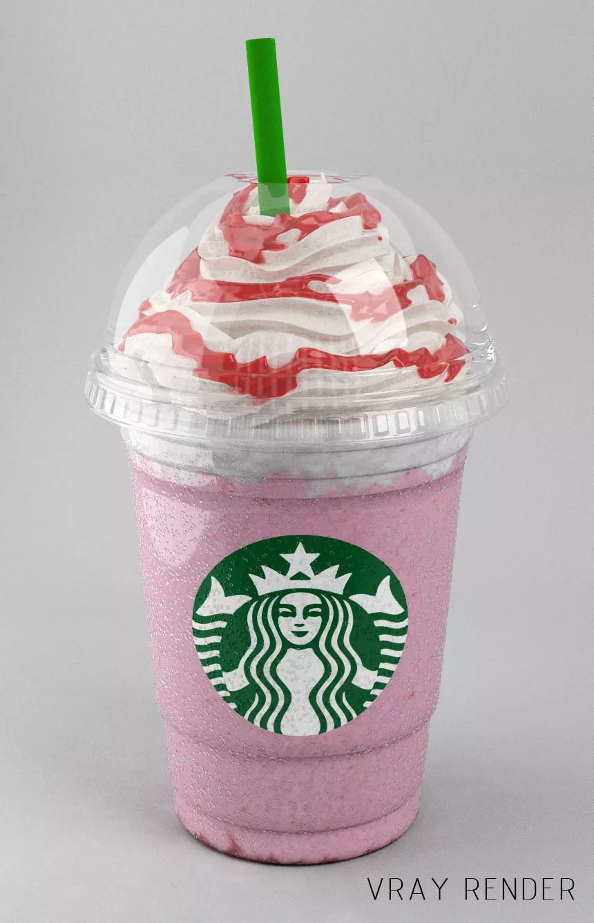 Strawberry Frappuccino 3D model_0