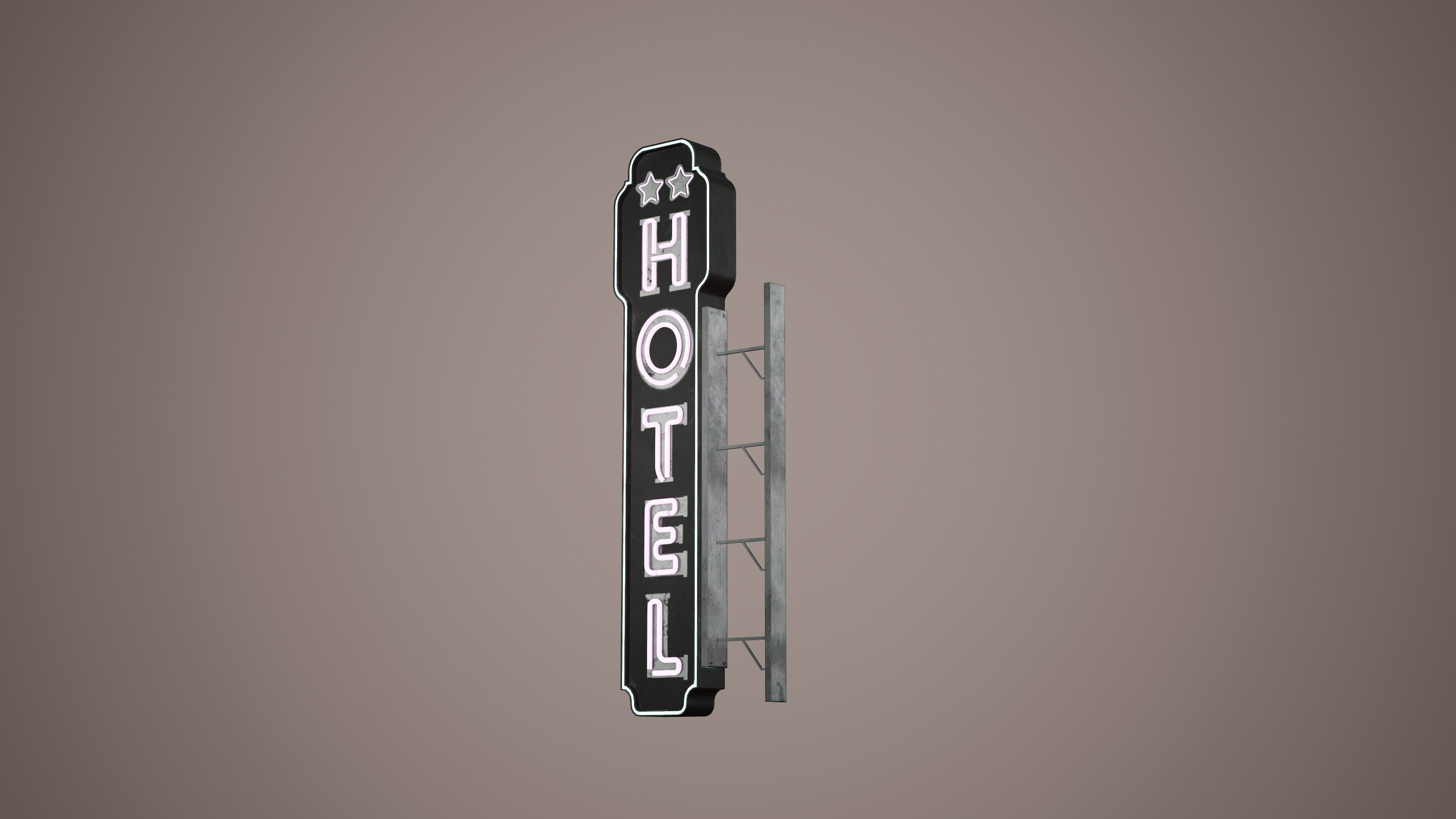 Billboard Set Low Poly Game Ready hotel sign Low-poly 3D model_2