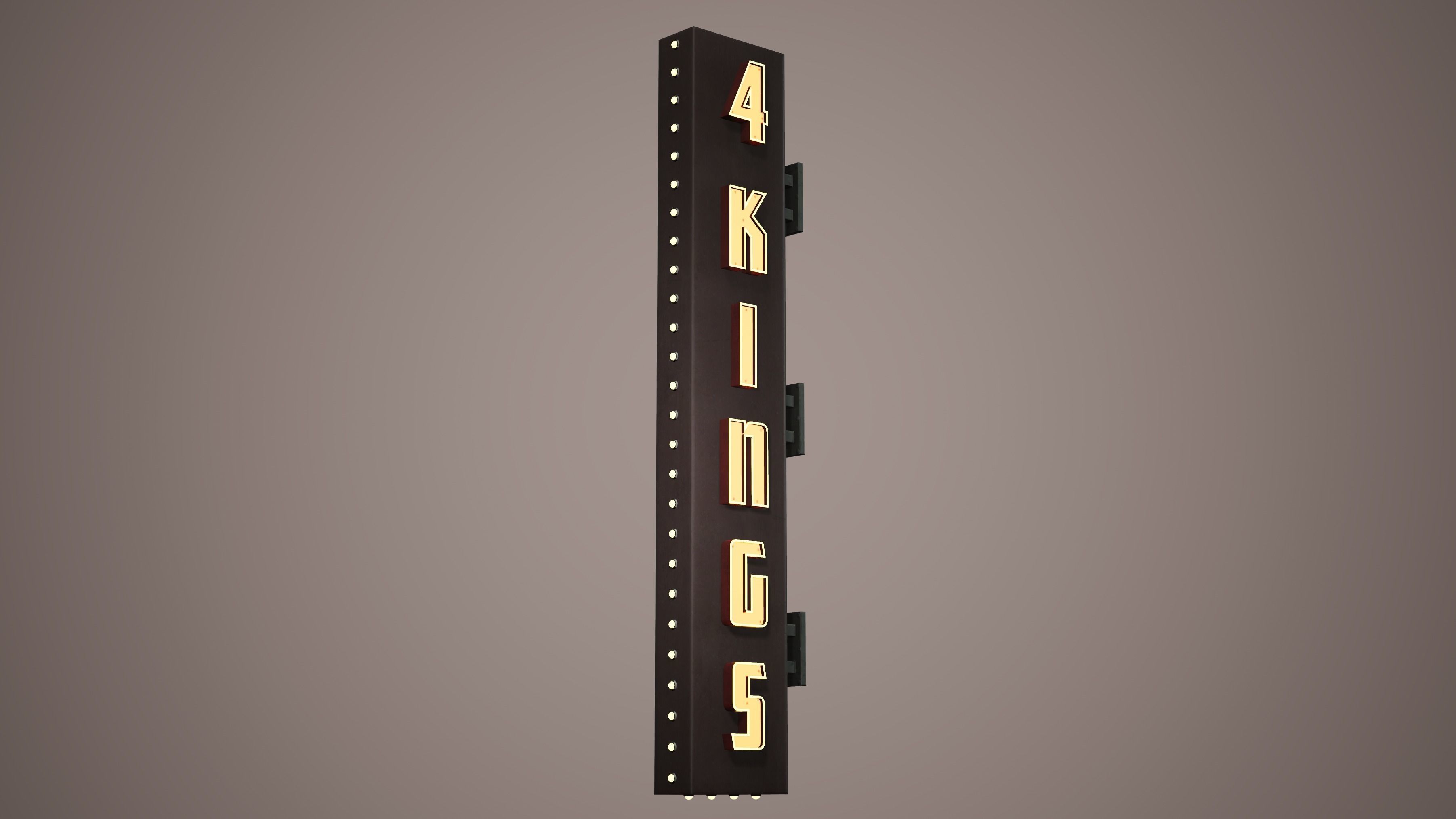 Billboard Set Low Poly Game Ready hotel sign Low-poly 3D model_3