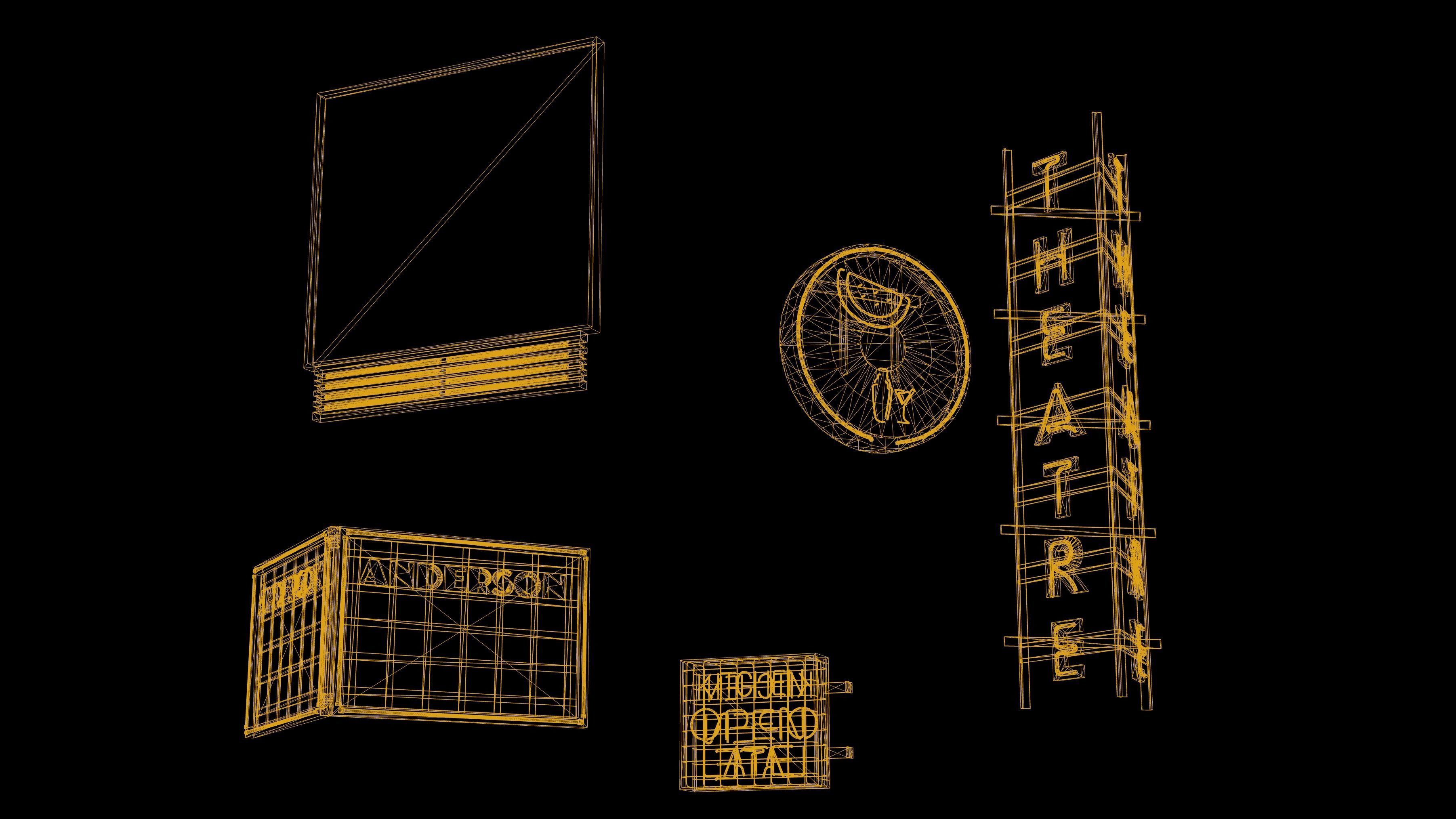 Billboard Set Low Poly Game Ready coca cola sign Low-poly 3D model_1