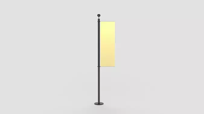 Flag 3D model stand on steel pole