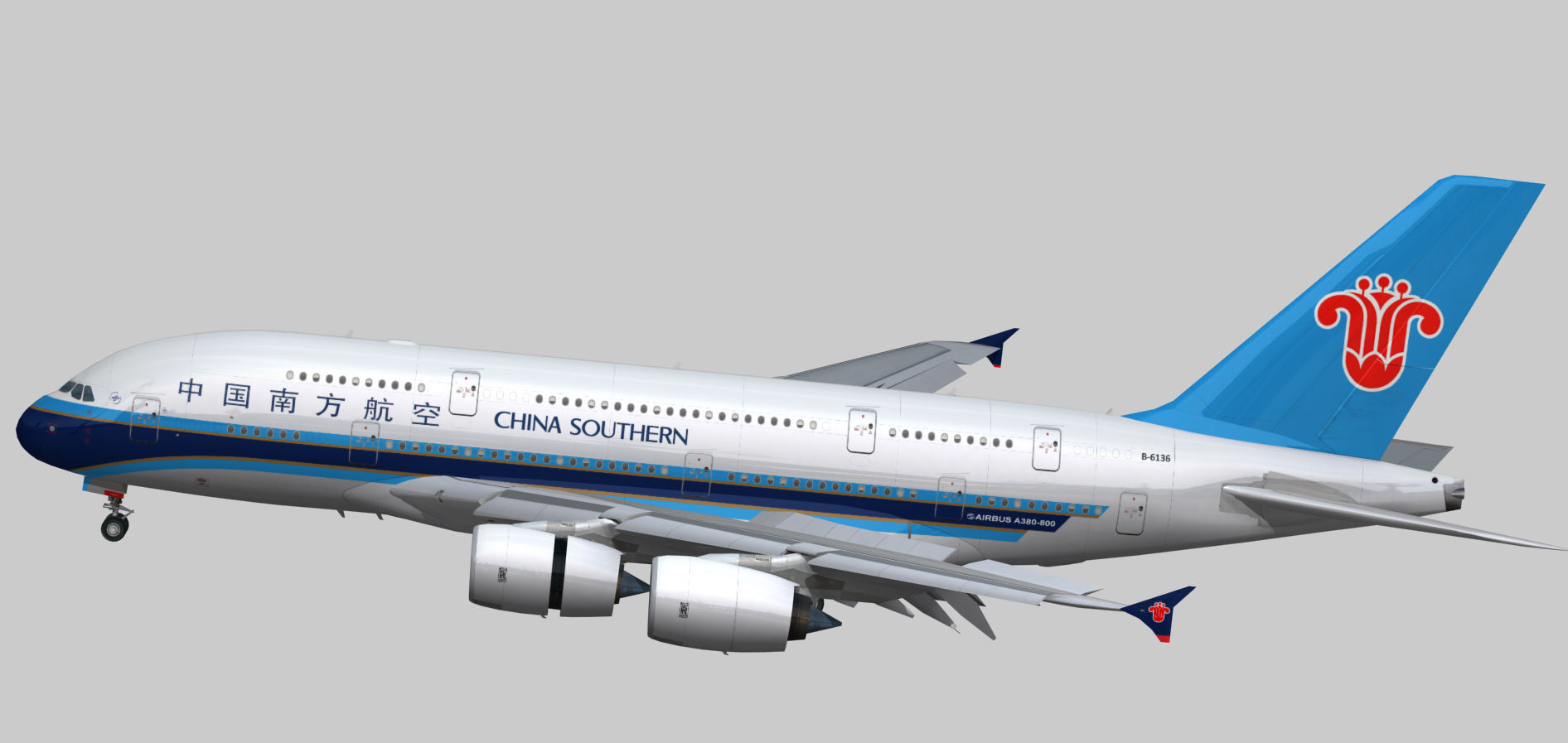 Airbus A380-8 China southern airlines livery Low-poly 3D model_9