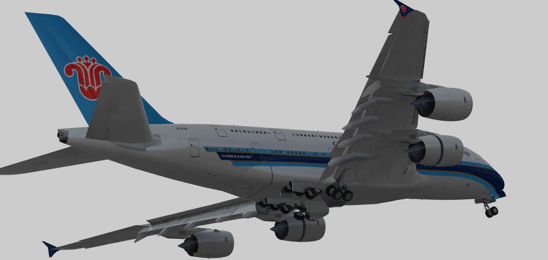 Airbus A380-8 China southern airlines livery Low-poly 3D model_6