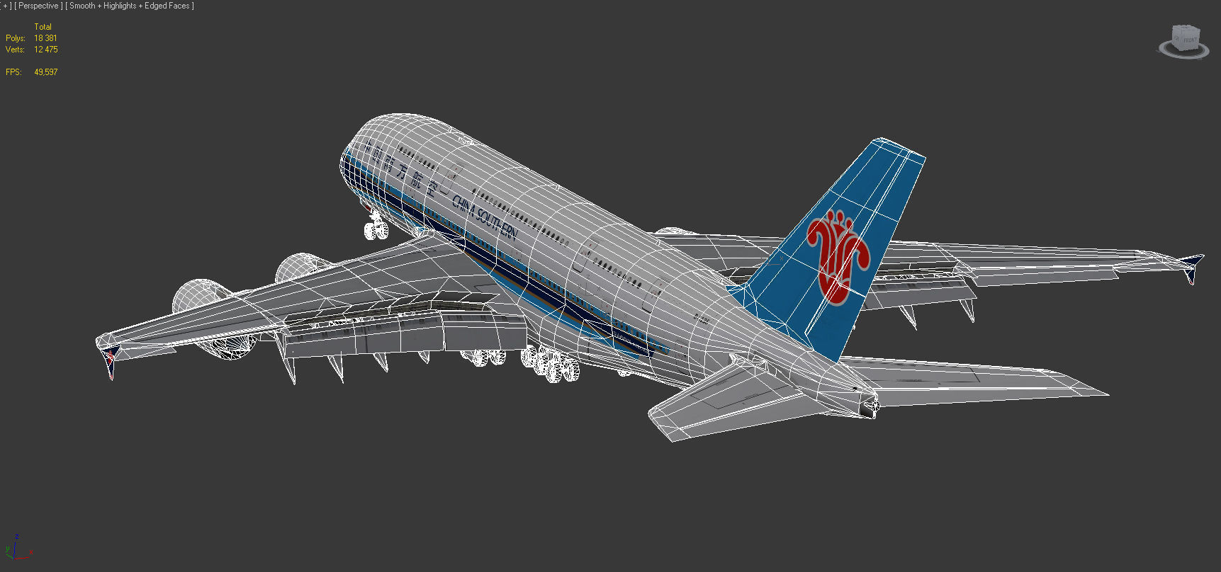 Airbus A380-8 China southern airlines livery Low-poly 3D model_15