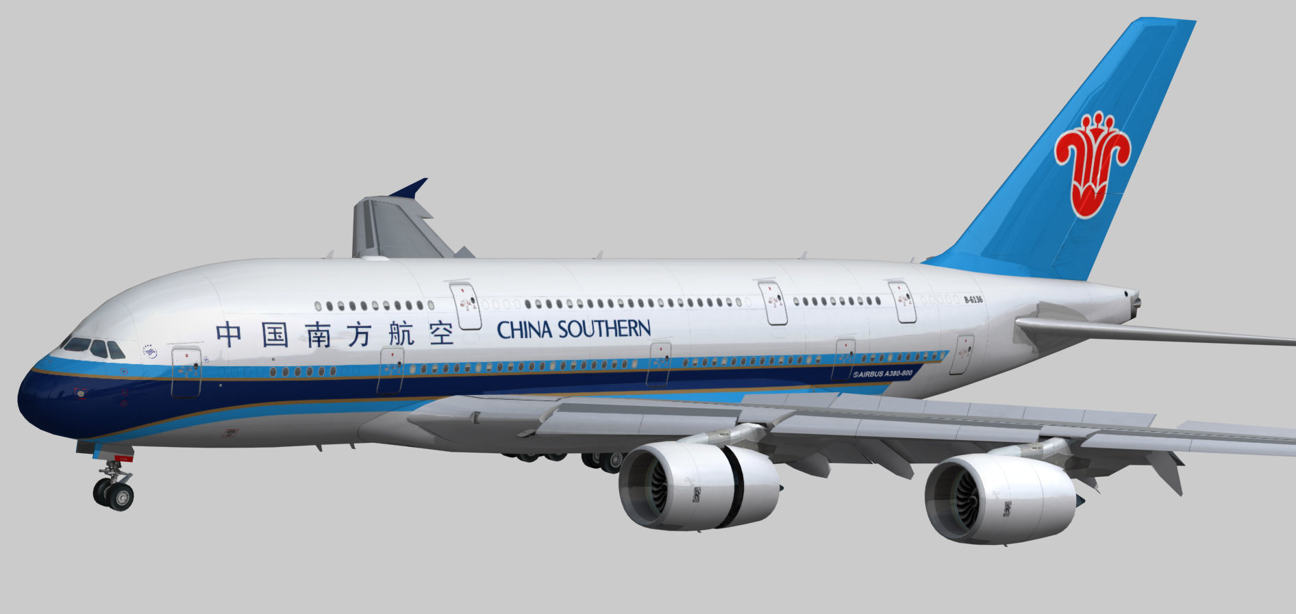 Airbus A380-8 China southern airlines livery Low-poly 3D model_10